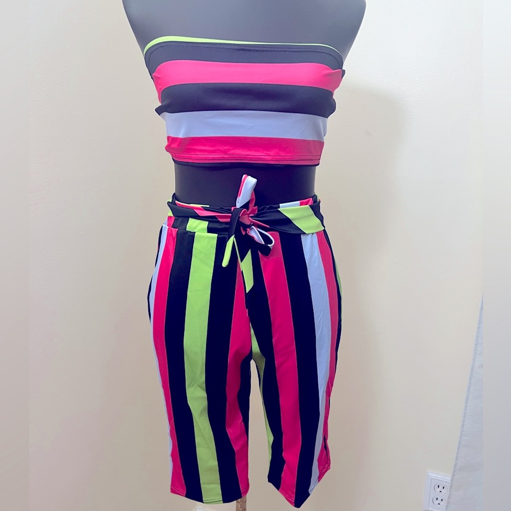 Neon high waisted short set
